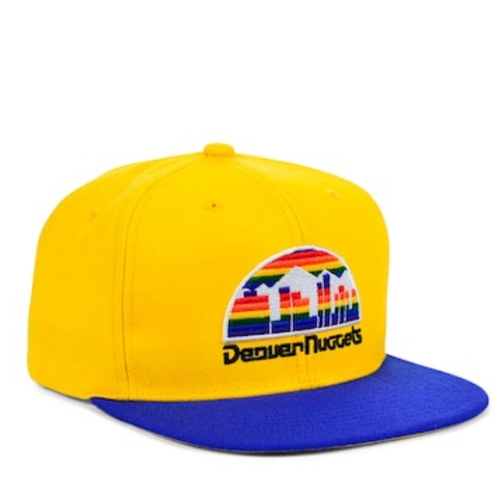 Denver Nuggets Mitchell & Ness Two Tone Hardwood Snapback Hat Yellow/Blue